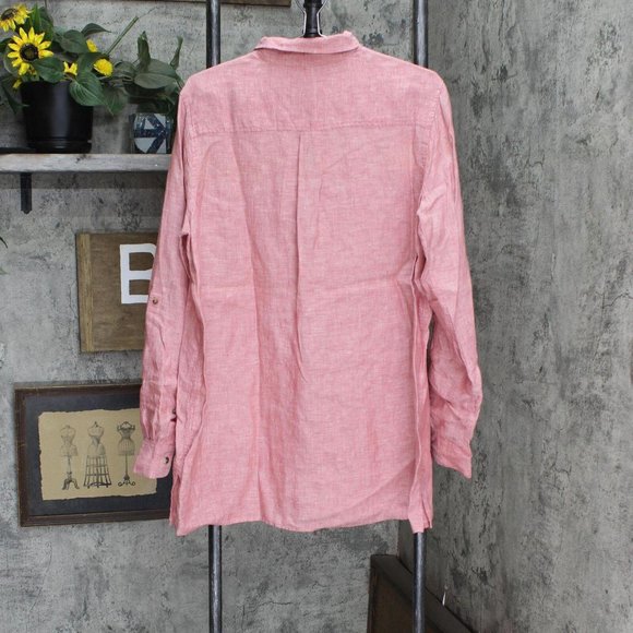 Lands' End Front Utility Tunic Top 516626-Sample L Tall Majove Rose Pink Red - Picture 2 of 5